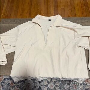 Cream Long-Sleeve Collared Shirt